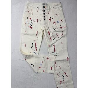 Anthropologie Kerri Rosenthal Paint Splatter Cotton Twill Pants Size 26